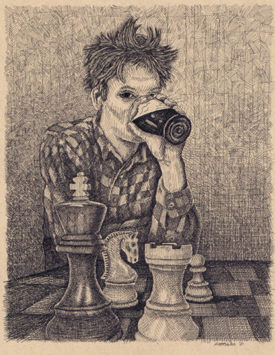 Beer Break - drawing by Bob Fappiano