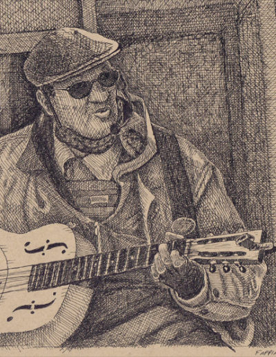 Farmers Market Musician - Drawing by Bob Fappiano