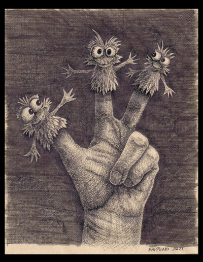 Finger Puppets - Drawing by Bob Fappiano
