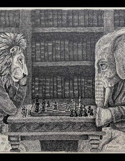 The Big Match - Drawing by Bob Fappiano