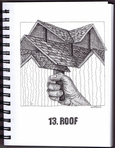 Roof- Inktober - Pen and Ink drawing by Bob Fappiano